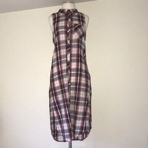 Forever21 Blue/Orange Plaid Button Down Dress